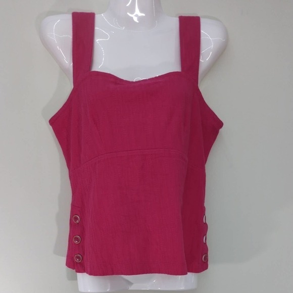 Anthropologie MAEVE Women's Pink Woven Button Detail‎ Tank Top SMALL - Picture 1 of 9